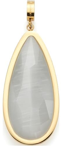 JEWELS BY LEONARDO Anhänger Clip & Mix Jessy • Ketten-Anhänger aus goldfarbenem Edelstahl • Catseye in länglicher Tropfenform • Schmuck Geschenk für Frauen • 024940