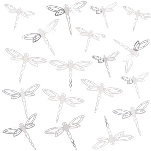 GORGECRAFT 60Pcs 3 Sizes Dragonfly Wall Decor Silver Paper 3D Dragonflies Garden Art Mural Wall Stickers Indoor Outdoor Fence Hanging Decorations for Nursery Home Living Room Flowers Cake Party Window