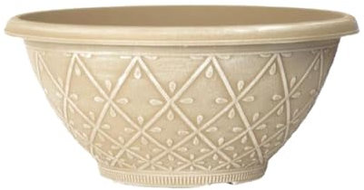 shopior Plastic Prisma Bowl Planter – Round Garden Flower Pot with Drainage Holes, Weatherproof Durable Plastic, Outdoor & Indoor Plant Pot for Home, Patio, Balcony & Garden (Ginger-30cm, Pack 1)