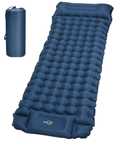 Tuocal Sleeping Pad for Camping, 9cm Thickness Ultralight Camping Inflatable Mattress with Built-in Foot Pump, Waterproof Inflating Mattress with Carry Bag for Hiking, Backpacking, Traveling