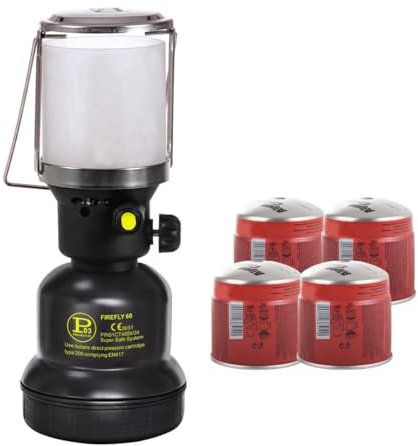 Intec - Lámpara de gas de 1100 W + 4 cartuchos de gas Butane 190 g – Encendido Piezo carcasa de metal – Lámpara de camping exterior