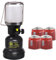 Intec - Lámpara de gas de 1100 W + 4 cartuchos de gas Butane 190 g – Encendido Piezo carcasa de metal – Lámpara de camping exterior