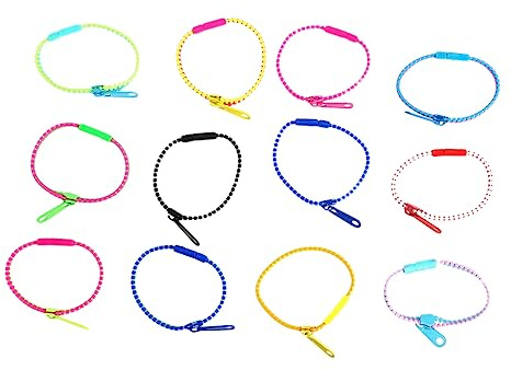 Kisangel 50 Stück Bicolor Zipper Armbänder Freundschaftsarmbänder für Zappeln Party Mitgebsel für Geburtstagsfeiern Zufällige Farben für Junge und Jungen