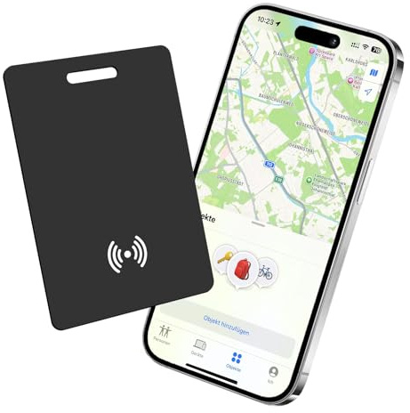 Geldbörsen Tracker Karte, Flach & Wiederaufladbar, Kompatibel mit Apple AirTags & Find My App, Karten-Lokalisierer für Geldbeutel, Koffer, Gepäck & Reisepass (nur iOS)