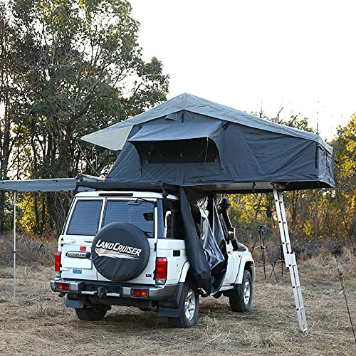 Dachzelt für LKW SUV Camping mit Leiter & Solarlicht - Wasserdichtes Sonnendachzelt für 2-5 Personen, Atmungsaktiv Großer Raum Outdoor Reise Angeln Anhänger