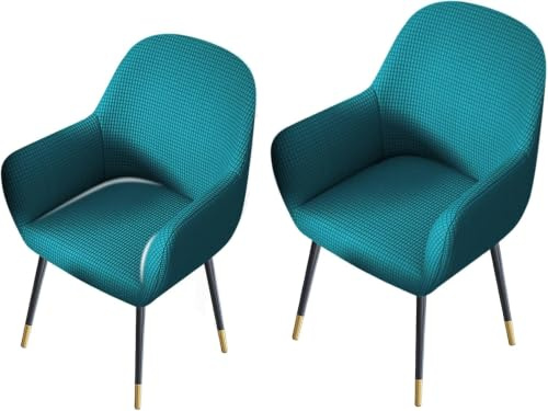 Yzalen Stretch Stuhlbezug 2er Set, Stuhlbezug Mit Armlehne, Moderne Husse Stuhl Beschützer, Elastischer Abnehmbare Stuhlhussen Samt Für Esszimmer Küche (blau)