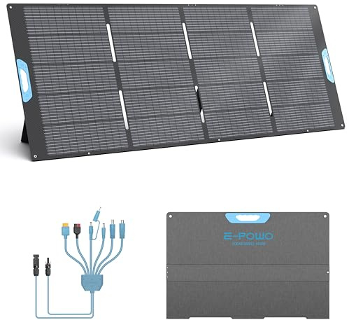 Panneau Solaire 400W, Rendement de 23,5%, étanche IP67, ETEF Monocristallin Panneau Solaire Portable avec support intégré pour Centrale électrique, Camping, Extérieur, Jardin