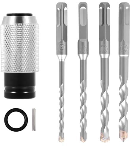 Rotary Hammer Adapter with Impact Drill Bits Set 6 8 10 12mm Hammer Conversion Head for Home Improvement Drilling