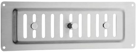 SOTECH Edelstahl SS304 Lüftungsgitter 260 x 90 mm mit langem Schieberegler Ø 12 x 24 mm Abluftgitter mit ovaler Schlitzlochung zum Aufschrauben mit Schiebeverschluss
