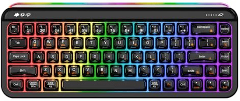 AJAZZ AF68 Wireless Membrane Keyboard, 68% Layout 68-Key Gaming Keyboard, 2.4 GHz/Type-C/BT, RGB Lighting Effects with Integrated Side Light Bar, 4000mAh Battery, Translucent Keycaps, Black