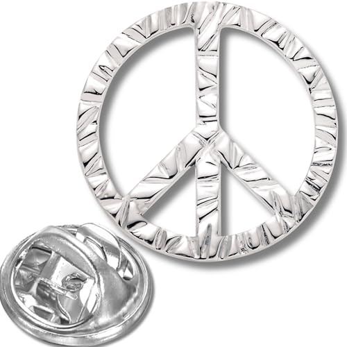 Handgefertigter Peace/Schleife/Ankh PIN 925 Silber Platiniert/Vergoldet | für Jacken, Shirts, Taschen, Kleidung, Hemden, Rucksäcke, Kappen - Awareness, Unterstützung, Mitgefühl, Hoffnung, Anteilnahme