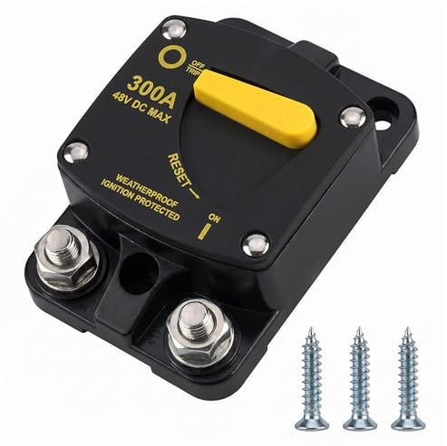 Schutzschalter 300A 12V-48V DC Waterproof Automatische Sicherung Breaker | Mit Auto-Abschaltung & manuellem Reset – für Auto, Boot, Wohnmobil, LKW, Trolling-Motor, Solar, Batterie & Audio.