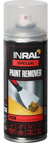 Inral Sverniciatore spray da 400 ml, per legno, vernice, metallo, pareti, tixotropico, antigoccia, senza cloruro di metilene, senza NMP, per interni ed esterni