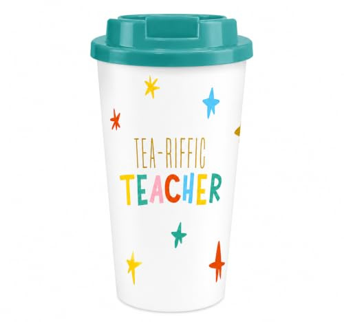 Teacher Thank You Travel Mug 450ml | Teacher Gifts | End of School Year Appreciation Gift with Screw Lid & Flip Top Coffee Cup