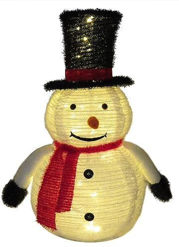Gartenpirat Beleuchteter Schneemann 75 cm hoch 60 LED warmweiß mit Timer Lichterfigur Weihnachtsdekoration Weihnachten innen außen