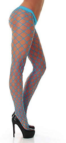 PrettyLoveHose Medias de red de gran tamaño (Negro, Beige, Blanco, Amarillo, Azul, Rosa, Rojo, Naranja, Verde, Marrón), azul turquesa, Talla única