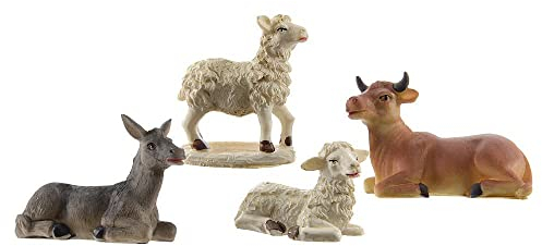 zeitzone Krippenfiguren Tiere Set 4 teilig Ochse Esel Schafe Weihnachten 7cm