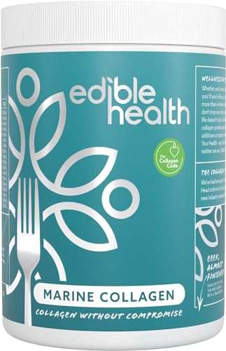 Edible Health - Polvo de Colágeno Marino Hidrolizado, Péptidos Bioactivos, Sin Carbohidratos, Para Piel, Cabello, Huesos y Articulaciones, 400g, 30 Días