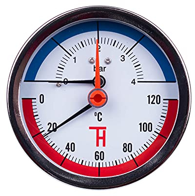 THERMIS Thermomanometer Anschluss von hinten G1/2 (80 mm) 0-120°C (0-4 bar) Temperatur Manometer 3082