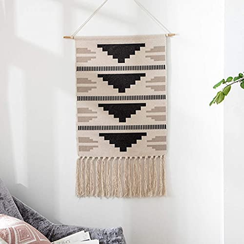 Makramee Wandteppich Quaste böhmischen Stil gewebt Wandbehang, handgemachte Baumwolle Leinen Banner Wall Tapestry Kunst Home Decor für Schlafzimmer Wohnzimmer,E