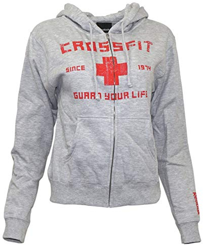 Reebok Crossfit Damen Grey Guard Your Life Pullover Hoodie Fleece A35666, GRAU, S