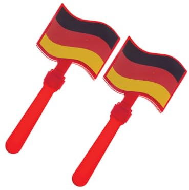Fußball Klamotten Klapperhand 2 Stück Fußball in Deutschland-Farben Flagge Fan-Artikel schwarz rot Gold EM WM Herren Fußball Deutschland