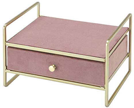 Baroni Chic Portagioie in Velluto Cassetto Cipria 21.5X14X13cm