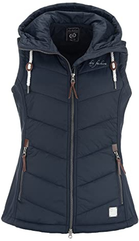 Dry Fashion Damen Weste Malente - Steppweste Damen Outdoor Weste mit Kapuze Übergangsweste gesteppt windabweisend wasserabweisend in Navy Blau Größe 46