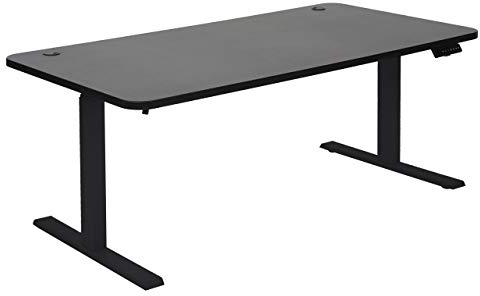 Mendler Schreibtisch HWC-D40, Computertisch, elektrisch höhenverstellbar 160x80cm 53kg MVG - schwarz, schwarz