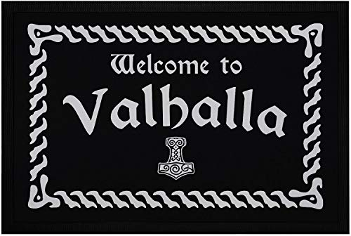 MoonWorks® Fußmatte Fußmatte mit Spruch Welcome to Valhalla Willkommen nordische Mythologie Odin Thor rutschfest & waschbar schwarz 60x40cm