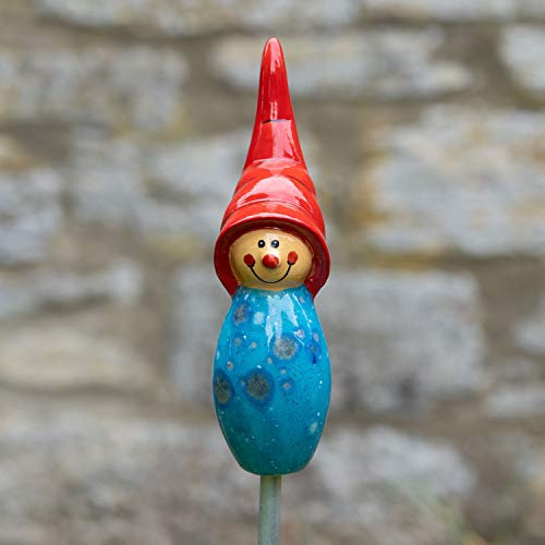 Tangoo Keramik Wichtel in hellblau/Gartenstecker