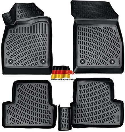 Rizline Passgenau 3D Fussmatten Auto Kompatibel mit Seat Ateca 2016-2022 Auto Zubehör 1. Und 2. Reihe Gummimatten Autos TPE Allwetter Geruchlos rutschfest Vorne und Hinten Schwarz