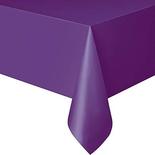 WHITE BERRY Large Plastic Rectangle Table Cover Cloth Wipe Clean Party Tablecloth Covers (Purple)