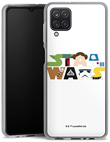 Silikon Hülle kompatibel mit Samsung Galaxy A12 Case transparent Handyhülle Star Wars Comic Logo