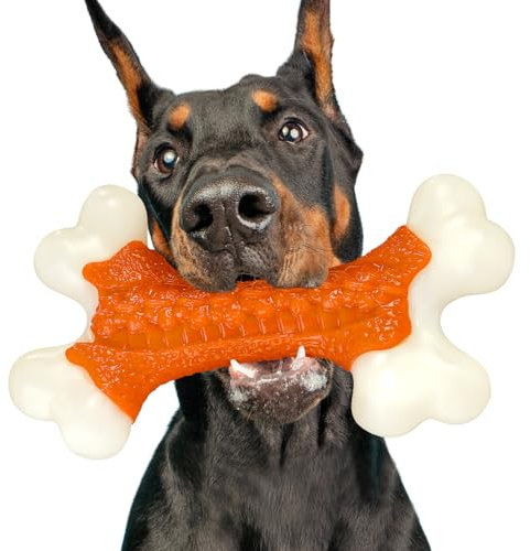 Kseroo Hundespielzeug für Aggressive Kauer, große Rassen, robuste Knochen, Nylon, Kauspielzeug für Welpen, mittelgroße Hunde, Robustes Erdnussbutter-Geschmacksspielzeug