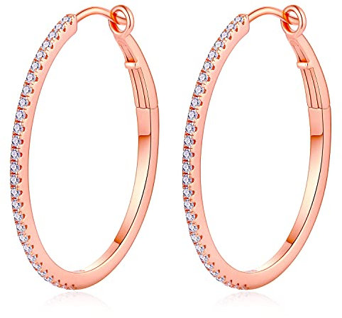 Creolen Rosegold Ohrringe Damen Creolen Ohrringe Hängend Creole Silber 925 Groß Rose
