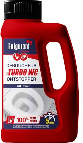 Fulgurant Déboucheur Turbo WC Sans Acide, Action Immédiate 5 minutes, Toilette, WC, Papier, Matières Organiques 500g
