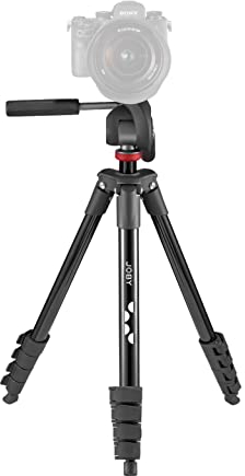JOBY Compact Advanced, Camera Tripod with 3-Way Head, Universal ¼-20” Quick Release Attachment and Carrying Bag, for CSC, DSLR, Mirrorless Camera, Smartphone, Colour: Black