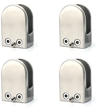 Morsetto per Vetro in Acciaio Inox 304 - Supporto a Pressione Senza Fori con Design a Bocca di Pesce per Ringhiere Scale, Fissaggio Invisibile per Pannelli Vetro (4 Pezzi) 10-12 mm