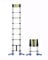 Telescopic Ladder 3.2m SOFT CLOSE Tall Extendable Step Ladder 11 Tread Compact Design Folding Stabiliser Bar And Wall Stand Offs Aluminium 150 kg Capacity Silver/Black EN131-6
