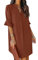Women's V Neck Tunic Dress Summer T Shirt Casual Mini Dress Puff Half/Long Sleeve Flare Work Dresses Brown L