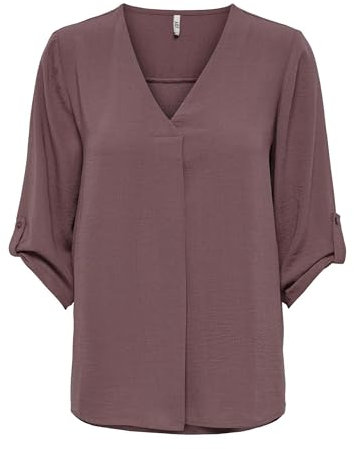JdY Damen Lange Freizeit Hemd Bluse 3/4 Ärmel Tunika Longshirt Loose Oberteil Locker Leicht JDYDIVYA, Farben:Braun-2, Größe:44