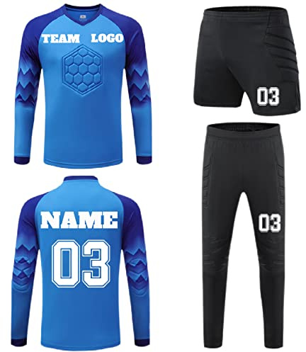 LJYTMZ Torwarttrikot Personalisieren für Kinder, Benutzerdefiniert Torwart Trikots für Herren mit Nummer Name Team Logo Torwarttrikot Fußballtrikot Geschenk