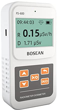 DuzLink Geigerzähler FS-600 Dosimeter Strahlungsdetektor zur Radioaktivität, β Y Röntgenerkennung, Nuklearer Strahlungsdetektor mit Großem LCD-Bildschirm,mit Anleitung (weiß)
