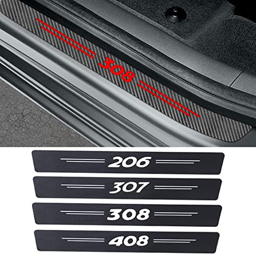Leenax Enterprises 4 Stück Carbon EinstiegsleistenSchutz Aufkleber,für Peugeot 207 307 3008 308 208 206 407 508 2008 107 5008 106 Kratzfest rutschfeste Anti-Kratz Styling SzubehöR