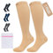 360 Relief Kompressionsstrümpfe Damen und Herren - 1 Paar Kompressionssocken Einfarbig für Sport, Laufen, Flug, Reise, Joggen, Radsport, Kniestrümpfe, XXL Beige mit Wäschenetz