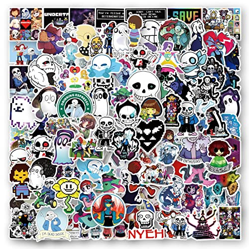 100 Stück Undertale Aufkleber für Wasserflaschen, Skateboard, Gepäck, Computer, Sammelalbum, Auto Aufkleber süße Laptop Aufkleber für Kinder, Teenager und Erwachsene