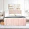 Divan Beds Deals - Pink Plush Divan Small Double Bed with 26” Vertical Line Headboard and 20” Footboard | Bed Frame with 10” Spring Memory Foam Mattress and 2 Storage Drawers