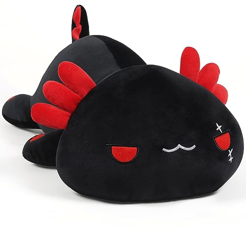 SNOWOLF Nette Axolotl Plüsch Umarmung Kissen Gefüllte Tiere Spielzeug, Kawaii Plüsch Spielzeug Super Soft Cartoon Wurf Kissen für Mädchen für Jungen Brithday Geschenk (50cm, Schwarz)
