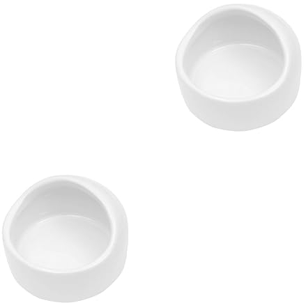 FRCOLOR 2pcs Ceramic Hamster Bowl Small Bowl for Food Pet Tilt for Gerbils Mice Birds Supplies